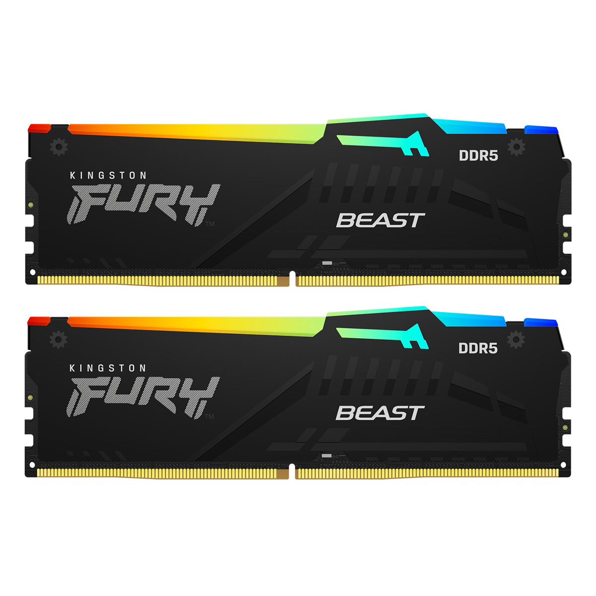 Kingston FURY Beast RGB Schwarz 64GB Kit (2x32GB) DDR5-6000 EXPO DIMM Arbeitsspeicher, CL36-38-38, 1.35V