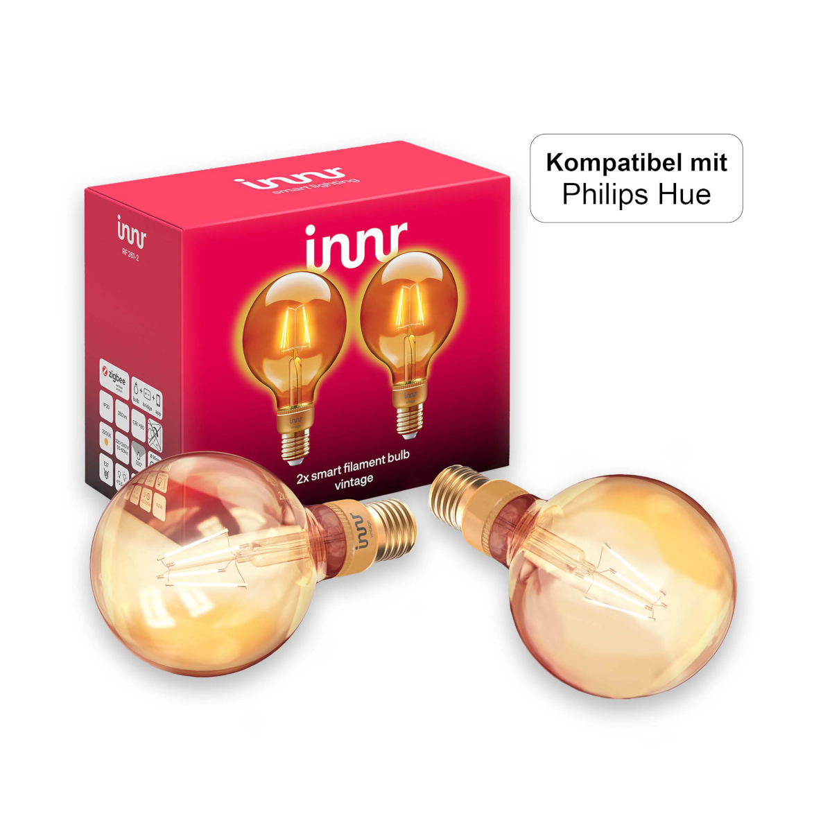 Innr E27 Smart Filament LED Globe Lampe 4-Pack Bundle Vintage, 2200K, G95