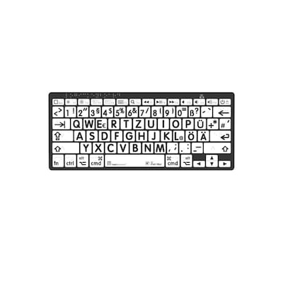 LogicKeyboard Mac Bluetooth Braille-Tastatur mit Großdruck-Tasten, Schwarz auf Weiß, Mini-Layout
