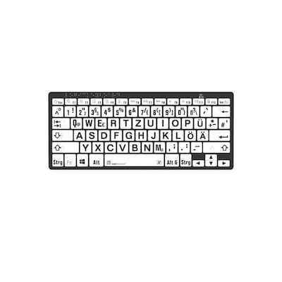 LogicKeyboard PC Bluetooth Braille-Tastatur mit Großdruck-Tasten, Schwarz auf Weiß, Mini-Layout
