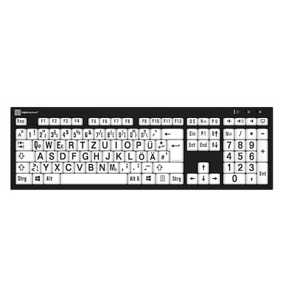 Thumbnail - LogicKeyboard PC NERO Slimline Großdruck-Tastatur Schwarz auf Weiß, Inklusive LogicLight LED-Tastaturlampe