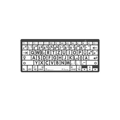 LogicKeyboard MAC Bluetooth Großdruck-Tastatur Schwarz auf Weiß, Mini-Layout