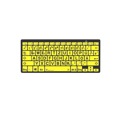 LogicKeyboard PC Bluetooth Großdruck-Tastatur Schwarz auf Gelb, Mini Layout