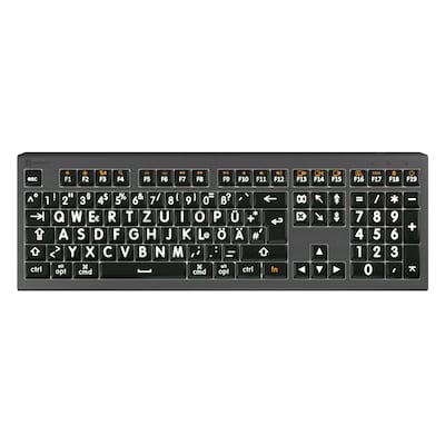 Thumbnail - LogicKeyboard Mac Astra 2 Großdruck-Tastatur DE Hintergrundbeleuchtung, Weiß auf Schwarz