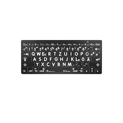 LogicKeyboard MAC Bluetooth Großdruck-Tastatur Weiß auf Schwarz, Mini Layout