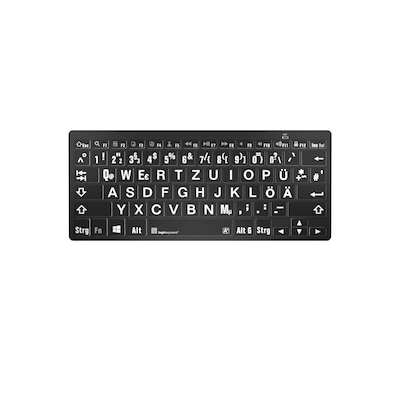 LogicKeyboard PC Bluetooth Großdruck-Tastatur Weiß auf Schwarz, Mini Layout