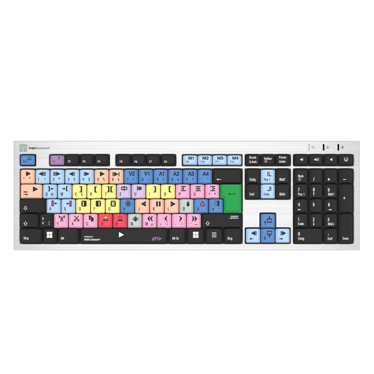 LogicKeyboard PC Silver Slimline Keyboard Avid Media Composer 'Klassisches layout'