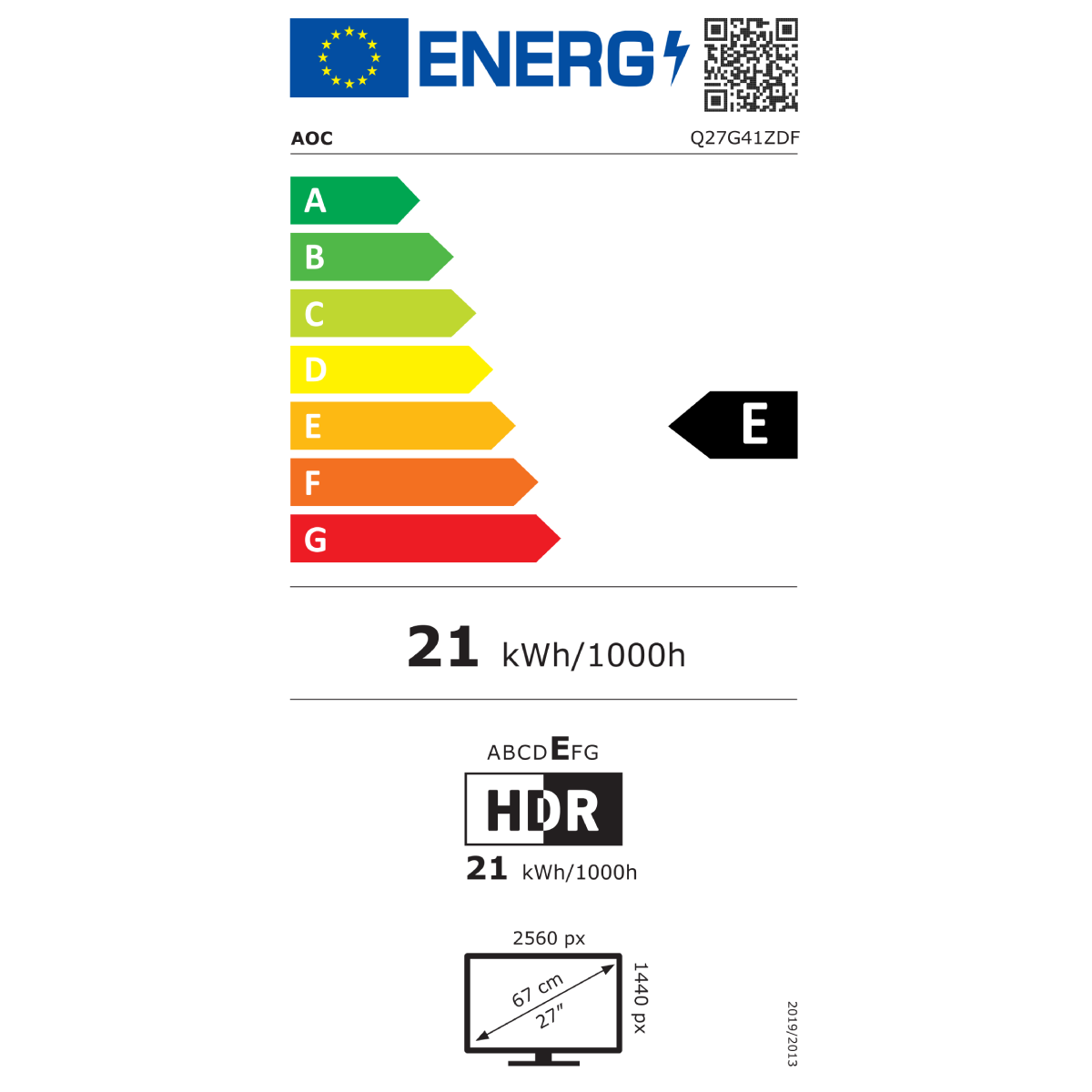 AOC Q27G41ZDF QD OLED Gaming Monitor 27 Zoll QHD OLED Monitor, 240Hz, 0.03ms, Adaptive Sync, G-Sync Compatible, HDR10 (2560x1440, HDMI 1x 2.0, DP 1x 1 Displays Produkt Bild 10