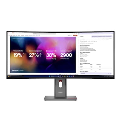 Lenovo ThinkVision P40WD-40 Curved Business Monitor - KVM Switch 39.7" (100.83 cm) WUHD, IPS, 120Hz, HDMI, DisplayPort, Thunderbolt 4, USB-Anschlüsse