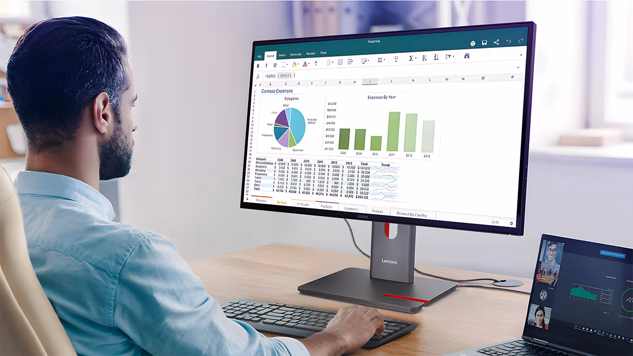 Lenovo ThinkVision P34WD-40 - 120Hz IPS Curved Panel KVM-Switch, 1x RJ-45 (2.5GBase-T), True Split,  (PIP) | (PBP) Support Displays Produkt Bild 12