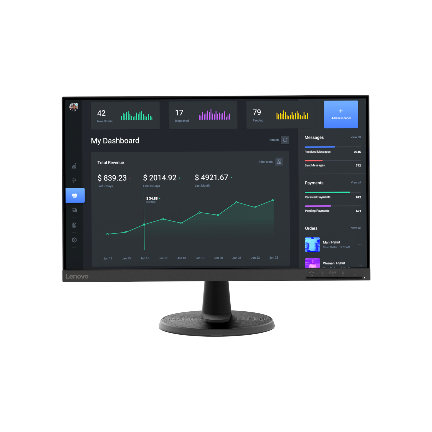Lenovo D24-40 Office Monitor - FHD , 75 Hz, HDMI B-Ware