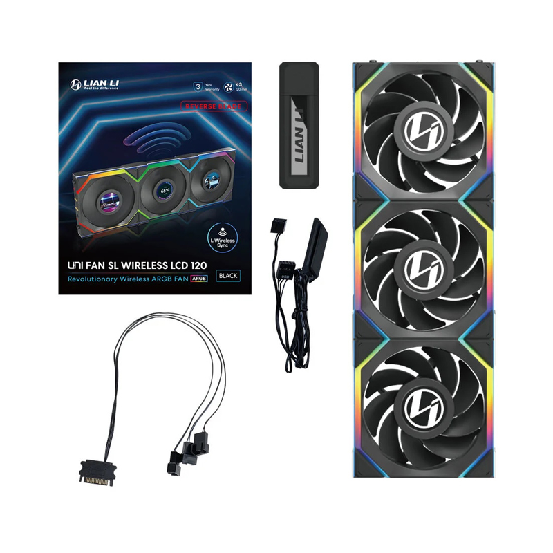 Lian Li UNI FAN SL Wireless LCD 120 ARGB Reverse Blade 3er-Pack