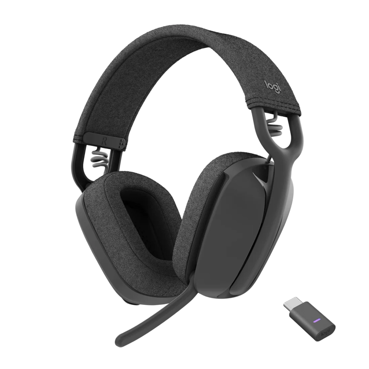 Logitech Zone Vibe Wireless Headset UC Version, USB-C Empfänger +USB-A Adapter, Grafit
