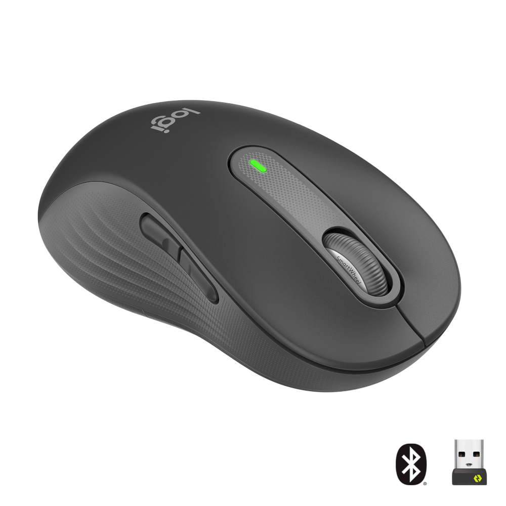 Logitech Signature M650 Large Links, kabellose Maus, Blu B-Ware und Logi Bolt-kompatibel, Siltent Touch, Smartwheel, USB...