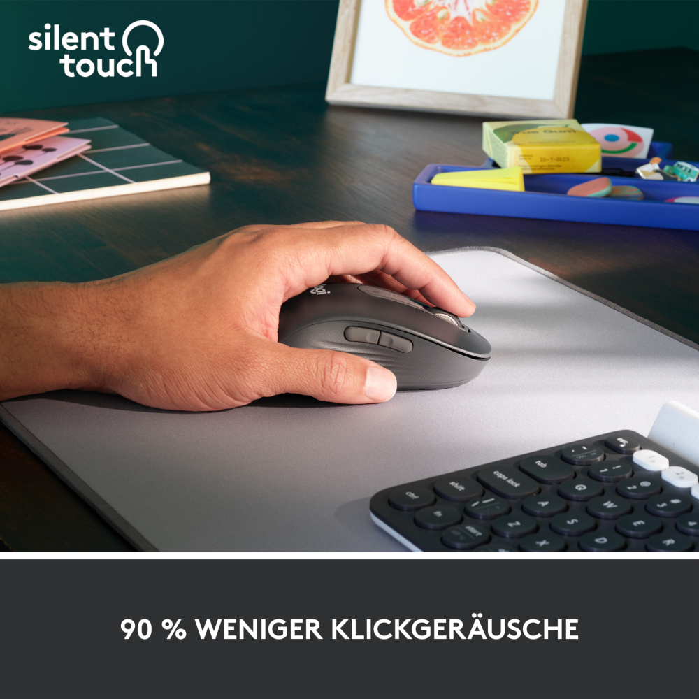 Logitech Signature M650 Large Links, kabellose Maus, Blu B-Ware und Logi Bolt-kompatibel, Siltent Touch, Smartwheel, USB-Empfänger, Graphite Mäuse Produkt Bild 3