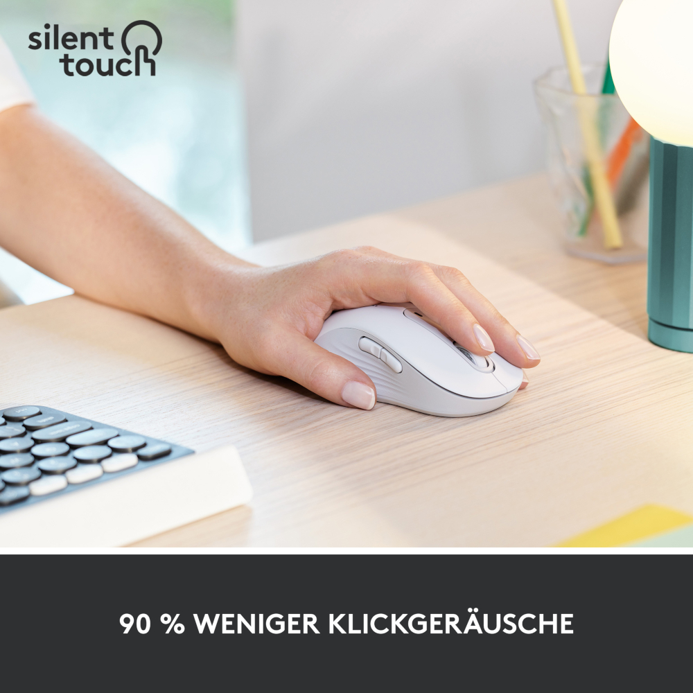 Logitech Signature M650 Large Links, kabellose Maus, Bluetooth- und Logi Bolt-kompatibel, Siltent Touch, Smartwheel, USB-Empfänger, Offwhite Mäuse Produkt Bild 3