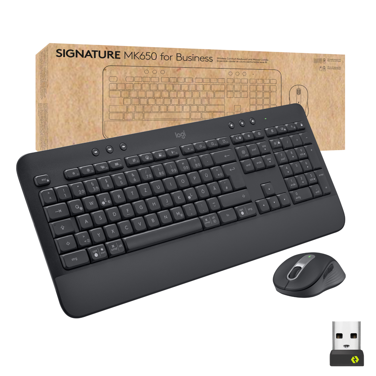 Logitech Signatur MK650 for Business Desktopset, B-Ware Handballenauflage, Bluetooth, Logi Bolt USB-Empfänger