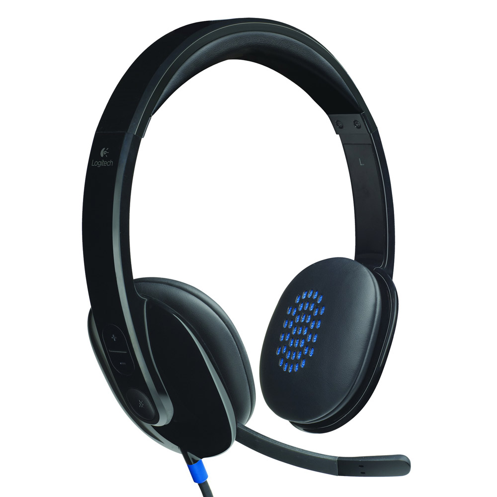 Logitech H540 USB Computer Headset, B-Ware Mit HD-Sound und Bedienelementen an der Hörmuschel