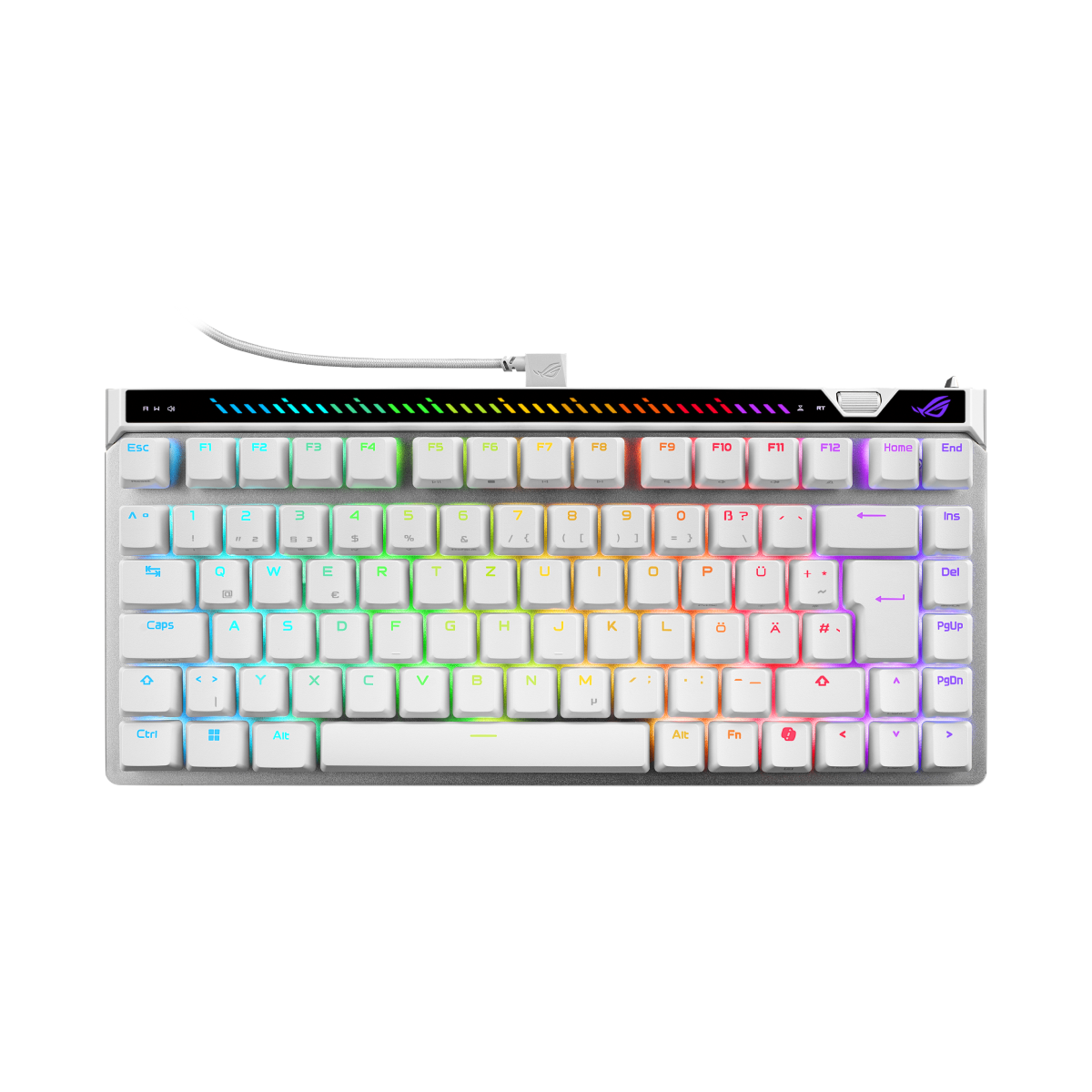 ASUS ROG Strix Falchion Ace 75 HE White Gaming Tastatur - kabelgebundene Gaming Tastatur mit ROG HFX V2 Switches, 8.000 Hz Abtastrate