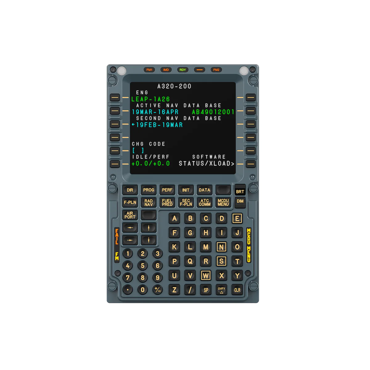 MOZA MA3F Flugcomputer Display 1:1 Airbus-A320-MCDU, 5,1-Zoll-IPS-Display, Front aus Druckgussmetall, präzise Tastenmechanik, Plug-and-Play mit MOZA C
