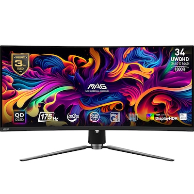 MSI MAG 341CQPDE QD-OLED Gaming Monitor - UWQHD, 175 Hz, 0,03 ms MSI OLED Care 2.0, HDMI 2.1 mit 48Gbps Bandbreite, 120H...