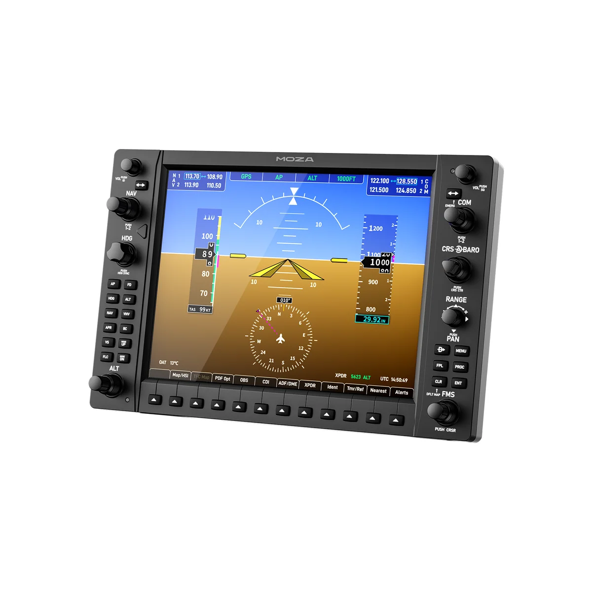 MOZA MGX1000 Instrumenten Panel 10,4-Zoll IPS-Display, Ein-Kabel-Setup per USB, originalgetreue G1000-Bedienung, adaptive Beleuchtung, VESA-kompatible