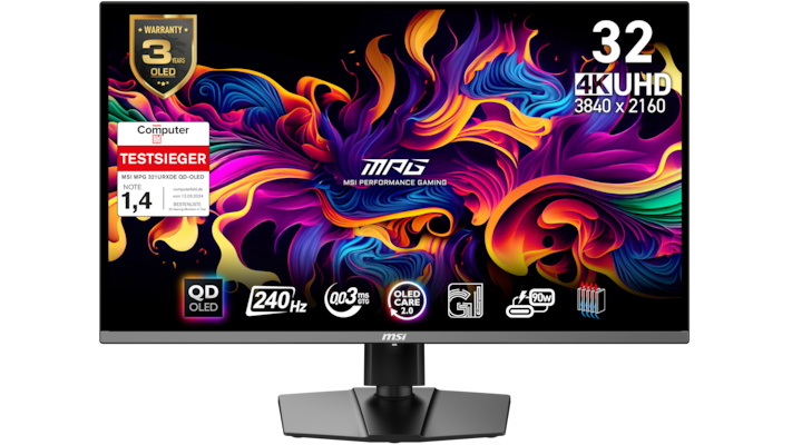 MSI MPG 321URXDE QD-OLED Gaming Monitor - 4K UHD, 240 Hz, 0,03ms MSI OLED Care 2.0, HDMI 2.1