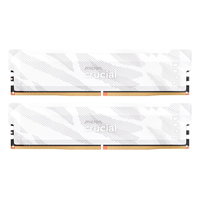 Thumbnail - Crucial Pro OC Weiß 32GB Kit (2x16GB) DDR5-6400 CL32 UDIMM Gaming-Arbeitsspeicher - Unterstützt Intel XMP 3.0 und AMD EX...