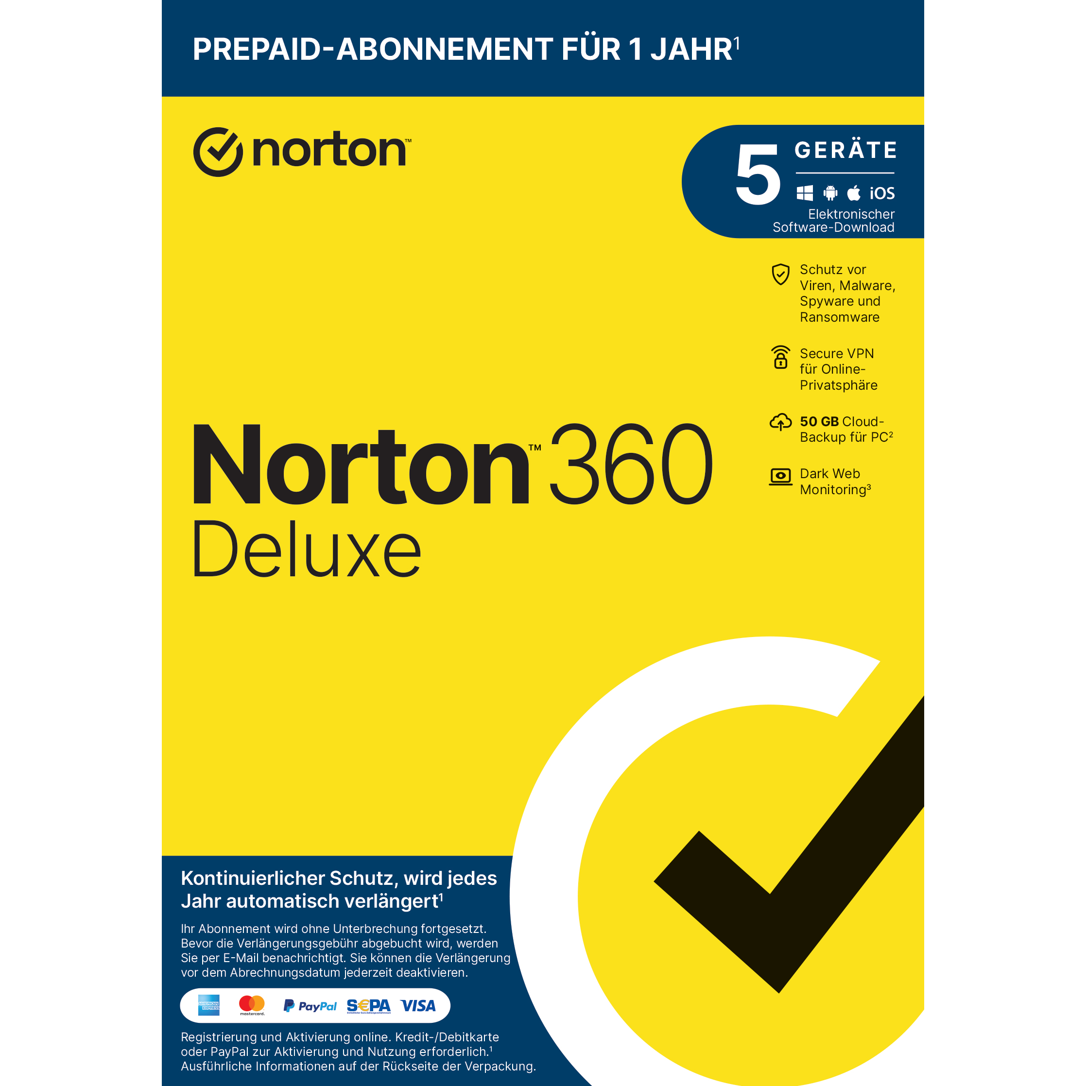 Norton 360 Deluxe [5 Geräte - 1 Jahr - 50GB]