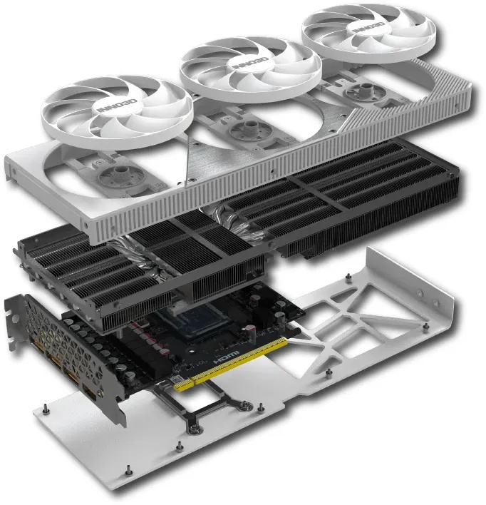 INNO3D GeForce RTX 5070 Ti X3 OC White - 16GB GDDR7, HDMI, 3x DP Grafikkarten Produkt Bild 5
