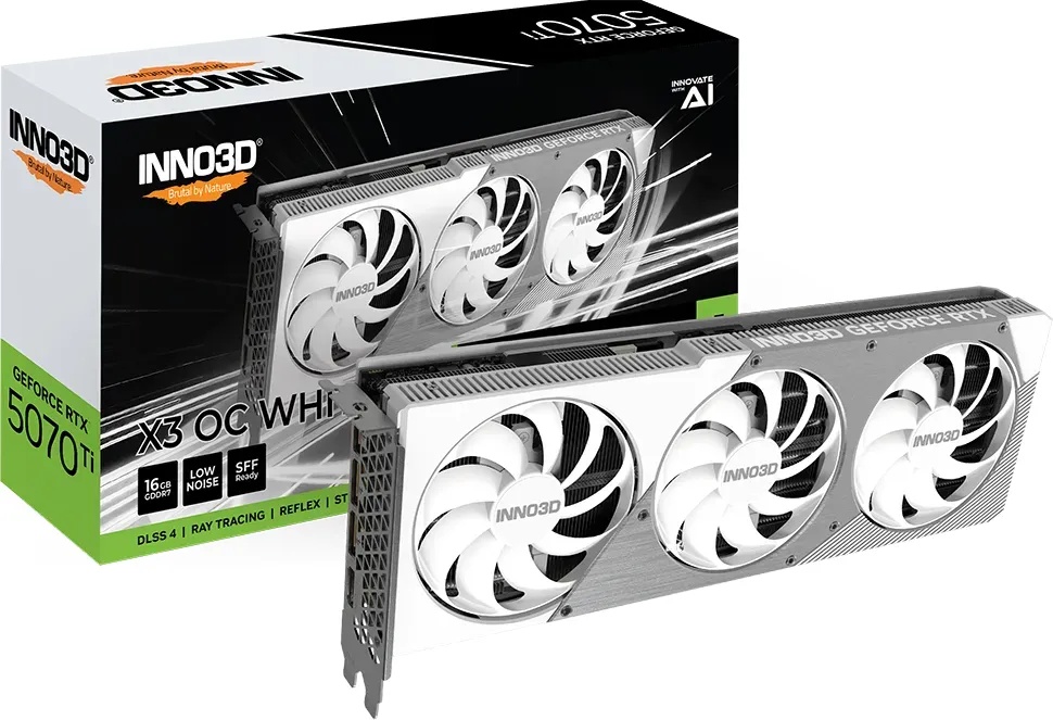 INNO3D GeForce RTX 5070 Ti X3 OC White - 16GB GDDR7, HDMI, 3x DP