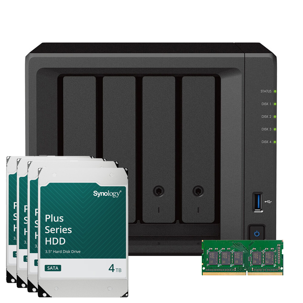 Synology DS923+ 16TB Plus HDD + 4GB RAM NAS-Bundle NAS inkl. 4x 4TB Synology Plus 3.5 Zoll SATA Festplatte und 4GB Arbei...