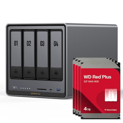 UGREEN DXP4800 Plus 16TB WD Red Plus NAS-Bundle NAS inkl. 4x 4TB WD Red Plus 3.5 Zoll SATA Festplatte