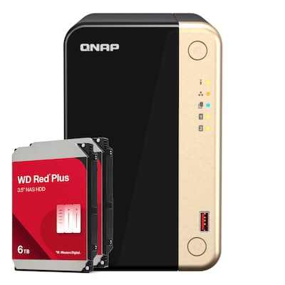 QNAP TS-264-8G 12TB WD Red Plus NAS-Bundle NAS inkl. 2x 6TB WD Red Plus 3.5 Zoll SATA Festplatte