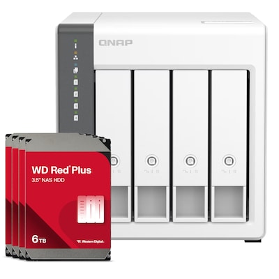 QNAP TS-433-4G 24TB WD Red Plus NAS-Bundle NAS inkl. 4x 6TB WD Red Plus 3.5 Zoll SATA Festplatte