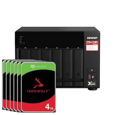 Thumbnail - QNAP Systems TS-673A-8G 24TB Seagate IronWolf NAS-Bundle NAS inkl. 6x 4TB Seagate IronWolf 3.5 Zoll SATA Festplatte