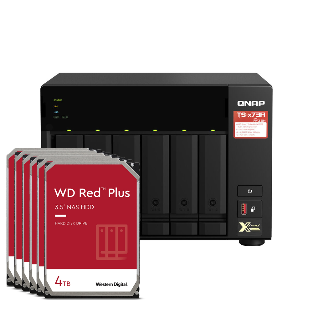 QNAP Systems TS-673A-8G 24TB WD Red Plus NAS-Bundle NAS inkl. 6x 4TB WD Red Plus 3.5 Zoll SATA Festplatte