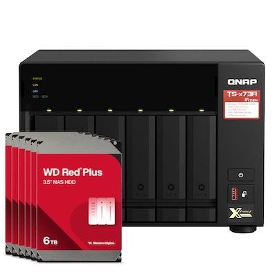 QNAP TS-673A-8G 36TB WD Red Plus NAS-Bundle NAS inkl. 6x 6TB WD Red Plus 3.5 Zoll SATA Festplatte