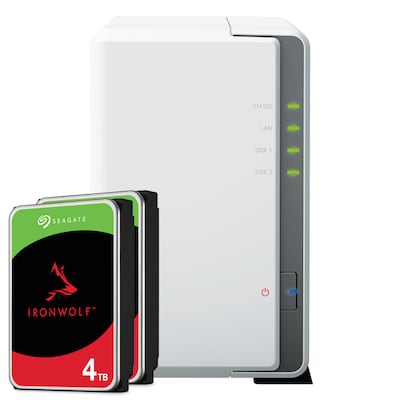 Synology DS223j 8TB Seagate IronWolf NAS-Bundle NAS inkl. 2x 4TB Seagate IronWolf s 3.5 Zoll SATA Festplatte