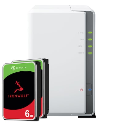 Synology DS223j 12TB Seagate IronWolf NAS-Bundle NAS inkl. 2x 6TB Seagate IronWolf s 3.5 Zoll SATA Festplatte