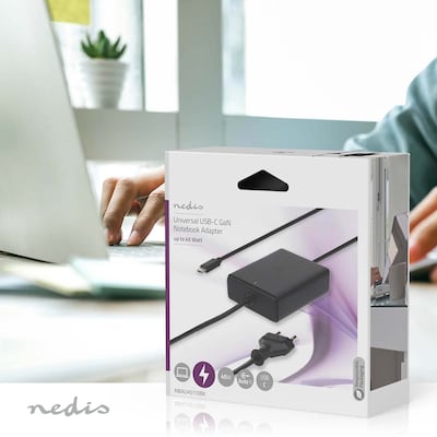 Nedis Notebook Adapter Netzteil | GaN | 45 W | |5 / 9 / 12 / 15 / 20 V DC | 2.25 / 2.33 / 2.92 / 3.0 A | Benutzt für: Notebook / Smartphone / Tablet |