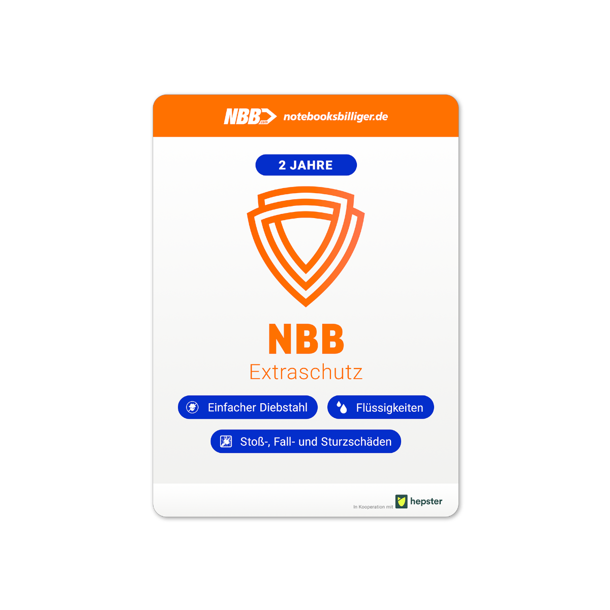 NBB Extraschutz 2 Jahre bis 1499,99 Euro Warenwert [gegen Diebstahl, Bruch-, Flüssigkeitsschäden uvm.] Garantieerweiterungen Produkt Bild 1