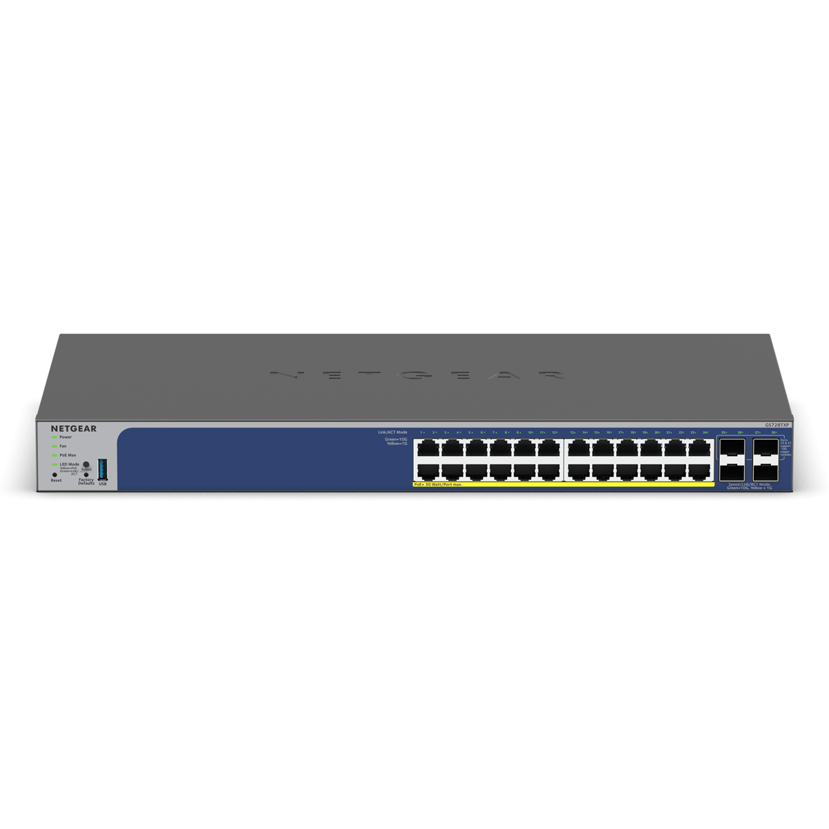 Image of NETGEAR GS728TXPv3 Smart Managed Switch 24x Gigabit Ethernet (PoE+, max. 190W), 4x 10G SFP+