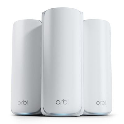NETGEAR Orbi 770 Serie WiFi 7 Mesh-System 2er-Pack WLAN BE10800 Triband, 7x 2.5G LAN, 1x 2.5G WAN, Abdeckung bis zu 540 ...