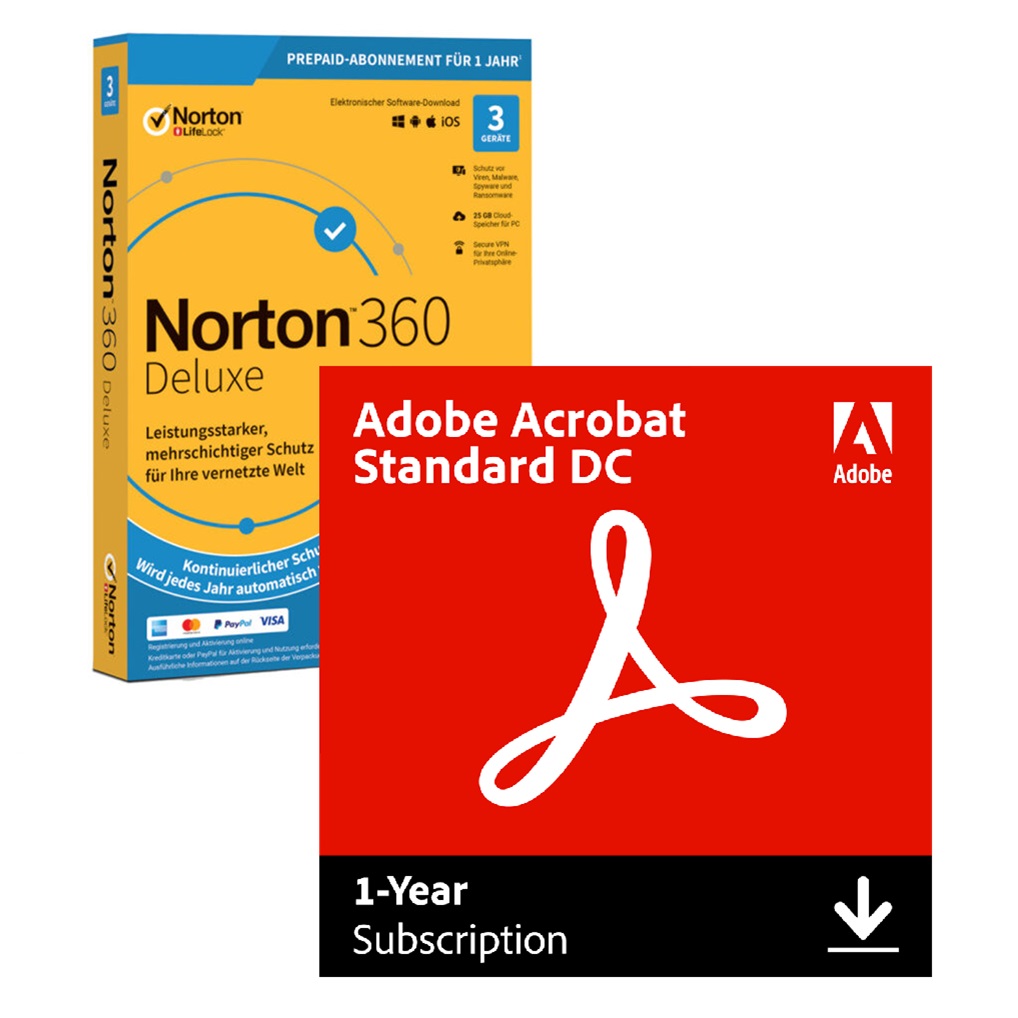 Image of Adobe Acrobat Standard | 1 Jahr | Win/Mac inkl. Norton 360 Deluxe | 15 Monate | 5 Geräte
