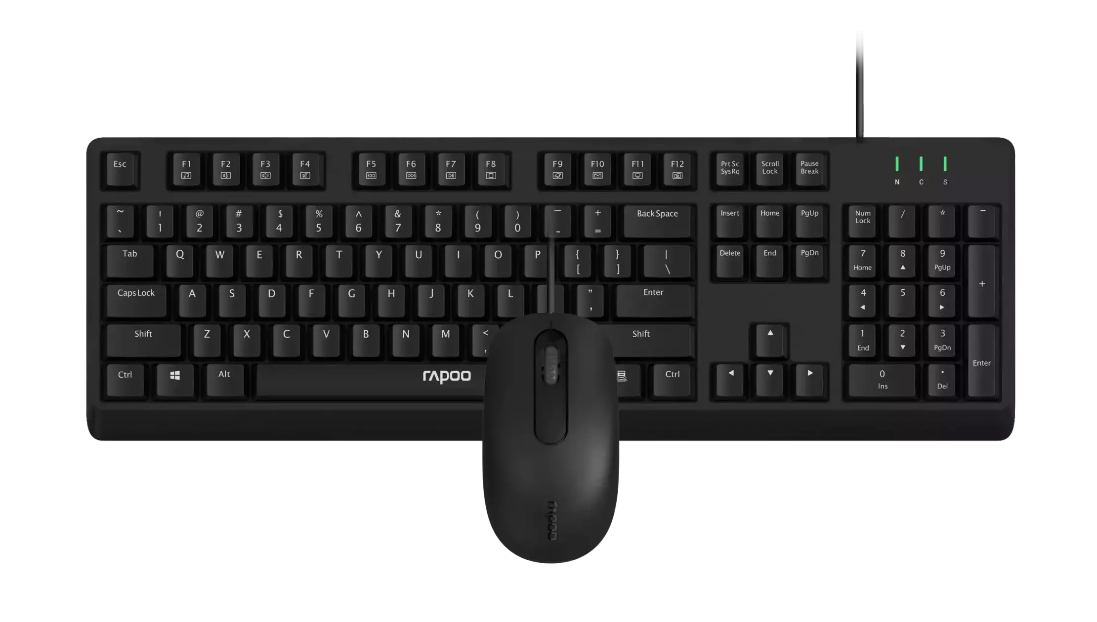 Rapoo NX1500 Desktop-Set, Kabelgebunden Schwarz Tastatur