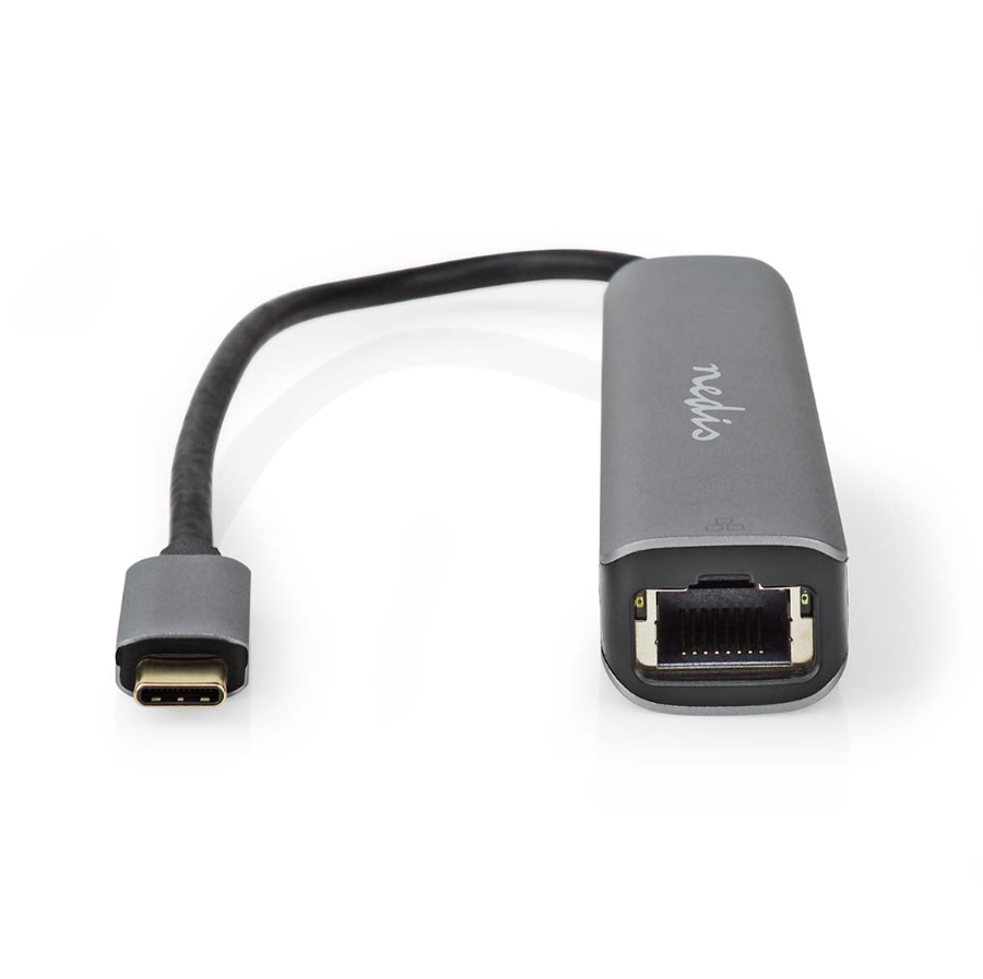 Nedis USB Multi-Port-Adapter USB 3.2 Gen1 4-in-1 - USB-C™ Stecker, HDMI™ Buchse, RJ45 Buchse, USB-A Buchse, USB-C Buchse, 5 Gbps, grau USB-Hubs Produkt Bild 2