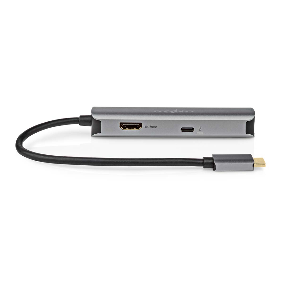 Nedis USB Multi-Port-Adapter USB 3.2 Gen1 4-in-1 - USB-C™ Stecker, HDMI™ Buchse, RJ45 Buchse, USB-A Buchse, USB-C Buchse, 5 Gbps, grau USB-Hubs Produkt Bild 3