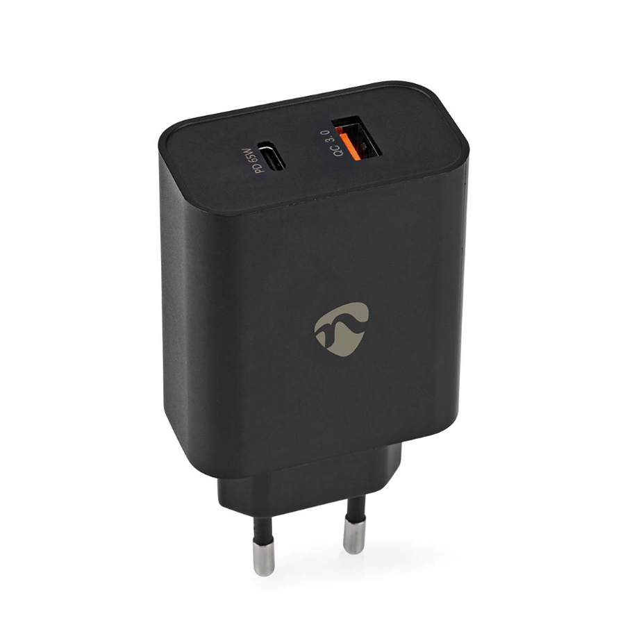 Nedis Netzladegerät 65 W Schnellladefunktion 2.0 2.25 A - Anzahl der Ausgänge: 2, USB-A, USB-C™, Automatische Spannungsw...