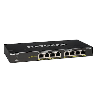 NETGEAR GS308PP Unmanaged Gigabit Ethernet (10/100/1000) Power over Ethernet (PoE) Schwarz